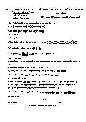 Đề thi học sinh năng khiếu môn Toán Lớp 6 - Năm học 2015-2016 - Trường THCS Hùng Vương